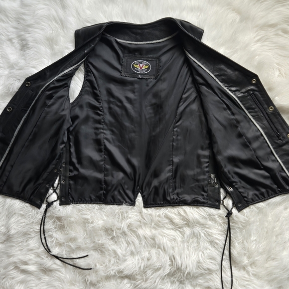 Women's Victory Motorcycle Genuine Leather Vest size Large Vintage - Picture 7 of 7